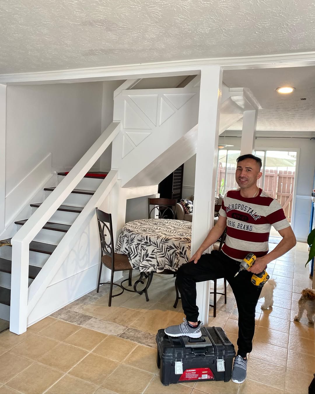 Joe Moran Packer, founder of Tech Flooring, on-site during a home renovation project
